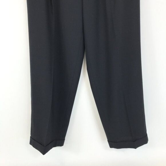 Vintage L.L. Bean High Rise Wool Trousers Women's Size 12 Black Straight Leg USA - Picture 2 of 9